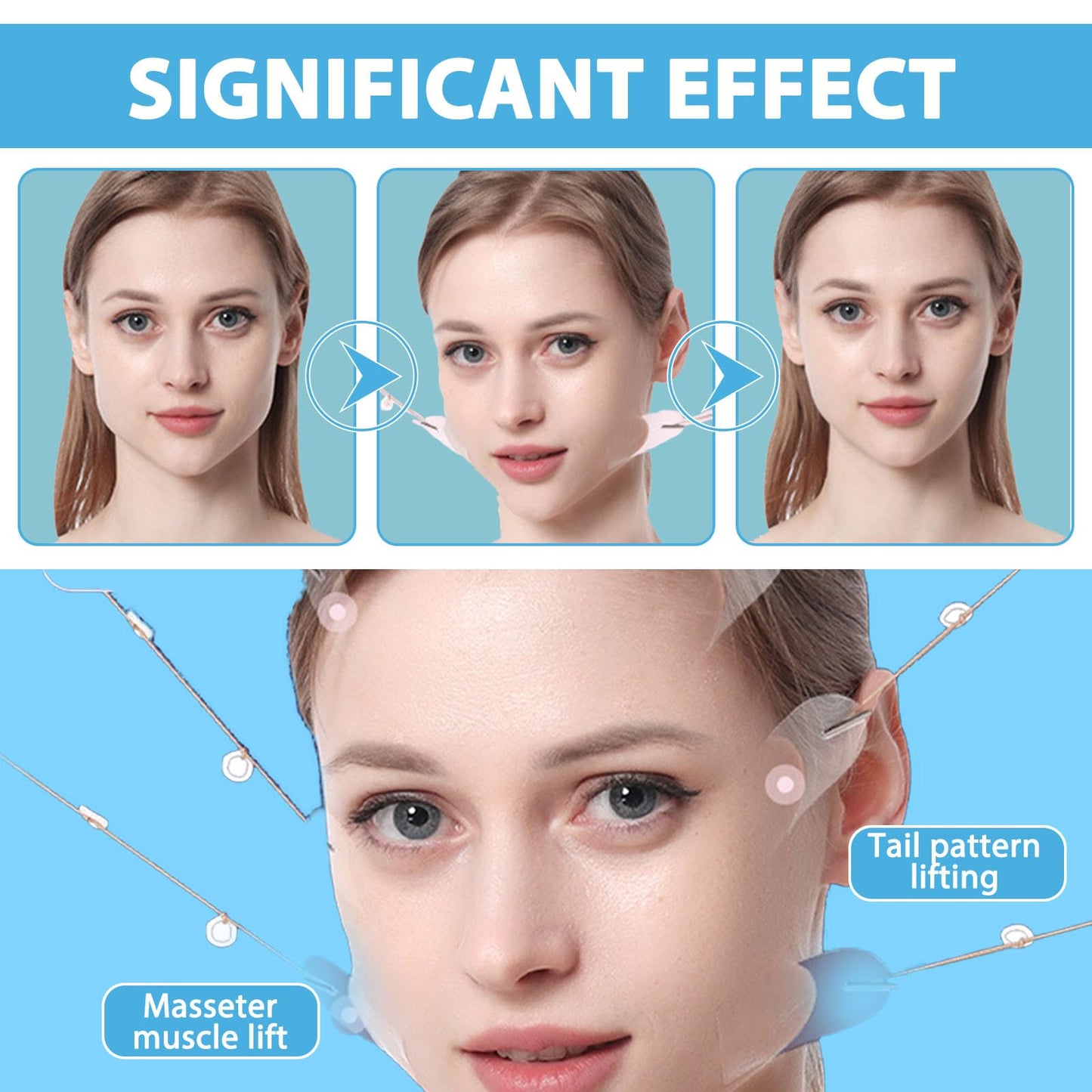 Katslyn 48 PCS Face Lift Tape Invisible Set,Neck Lift Tape, Invisible Face Lift Patches for Skin Tightening, Makeup Tools (String*8, Patches*40)