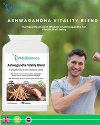 Wellscience WellScience Ashwagandha Vitality Blend - Boosts Energy, Reduces Stress, Enhances Cognitive Function & Immune Support | Herbal Supplement with Rhodiola Rosea, Reishi Mushroom & Turmeric