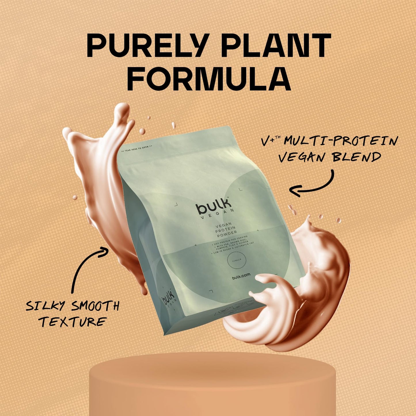 Bulk Vegan Protein Powder, Vanilla, 1 kg, Packaging May Vary