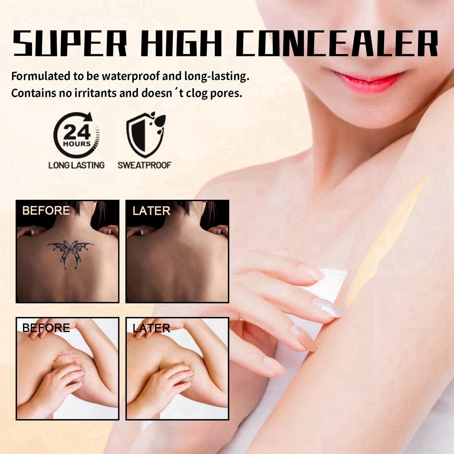 HIVETZ Leg Makeup Waterproof No Transfer,Waterproof Leg Makeup Lotion,Leg Makeup Concealer,Leg Cover Up Makeup,Leg and Body Scar Cover Up Makeup,Long Lasting Body Foundation,Cover Up Makeup(1#)