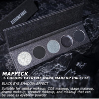 FANFALUV Black Smokey Eyeshadow Palette Makeup,5 Colors Black Silver Gray Blue Eye Shadow Pallets For Women,Long Lasting,Waterproof and Blendable,Highly Pigmented Gothic Makeup Matte For Halloween gifts