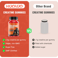 HOOLOO Creatine Gummies 5000mg Creatine Monohydrate with 1000mg BCAAs per Serving for Men & Women, Vegan & Sugar-Free, Easy Pre/Post Workout Gym Support for Performance and Muscle Power, 60 Count