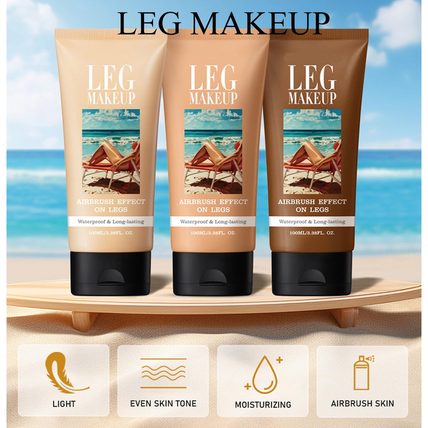 MEITREND Leg Makeup Full Coverage Concealer,Leg Vein Cover up Makeup for Varicose Scar,Flawless Looking Legs, Water Resistant Transfer Proof 118 ML Medium Shades