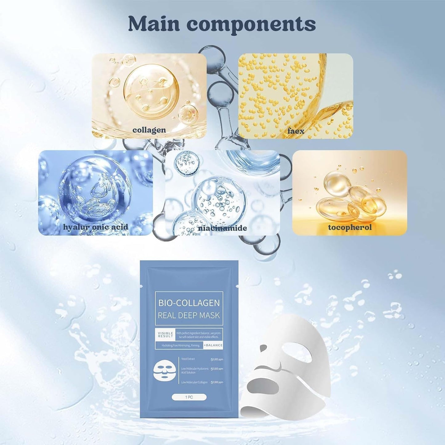 Collagen Face Mask Overnight, Collagen Films Face Mask, Collagen Real Deep Mask, Collagen Deep Hydrating Overnight Mask, Collagen Sleeping Mask For Face (3pcs)