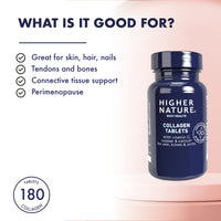 HIGHER NATURE Higher Nature - Collagen Tablets - Hydrolysed Marine Collagen - Vitamin C - Calcium for Bone Support - Responsibly Sourced - 180 Tablets