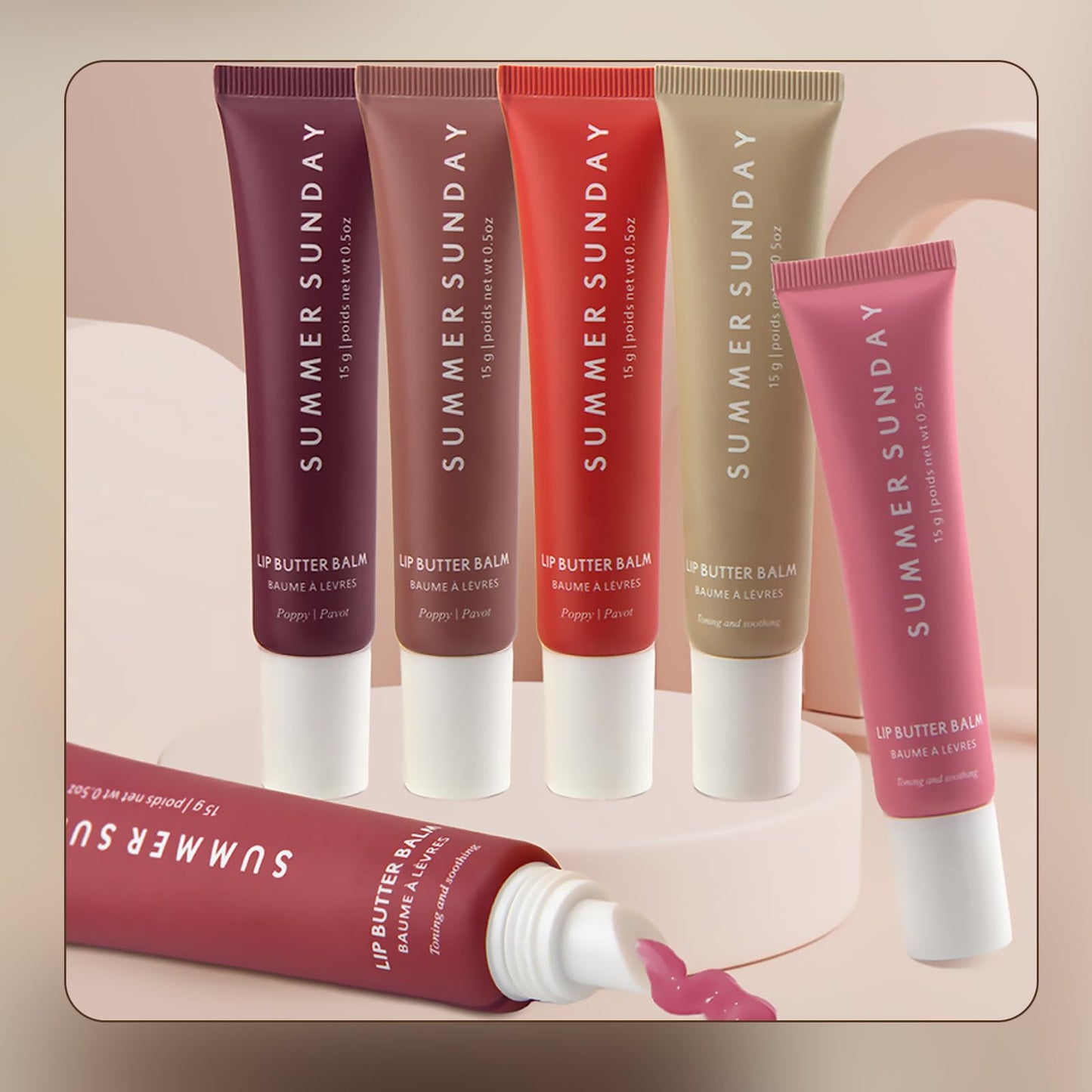 MADGININE 6PCS Lip Butter Balm Lip Balm Vanilla,Mini Lip Balm Set,Used to Soothe Dry and Chapped Lips,Leaving Them Soft,Smooth and Elastic