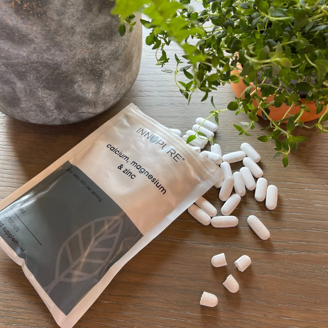 Calcium, Magnesium and Zinc, 120 Tablets (Mineral Supplement, for The Maintenance of Normal Bones, Teeth and Muscle Function, Vegan, Vegetarian Society Approved, Made in The UK)