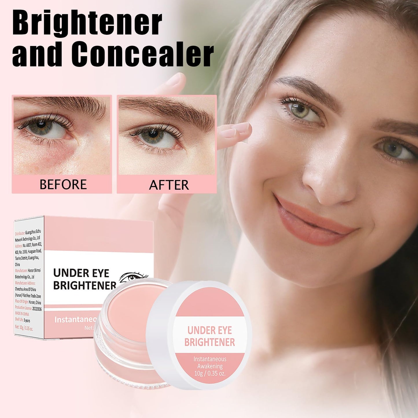 AuraAnge Full Coverage Under Eye Brightener & Concealer - Long Lasting Dark Circle Corrector, Under Concealer with Full Coverage Eye Primer - Improving Blemishes and Fine Lines
