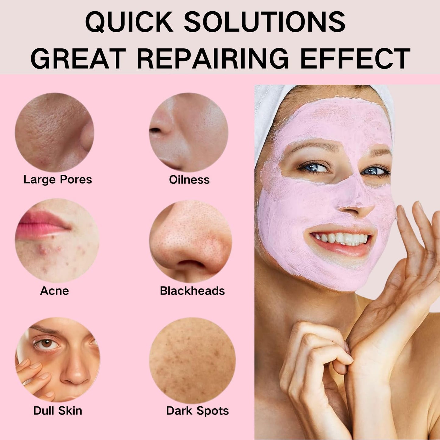Pink Clay Mask | Organic Face Masks for Women | Rose Calming Clarifying Mud Mask | Clay Face Mask with Bentonite & Kaolin Clay | Pore Minimizer, Deep Cleansing & Hydrating Facial Skincare