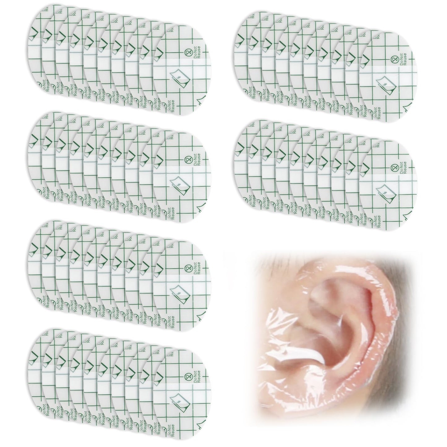 Generic Ear Covers for Shower – 60 Waterproof PU Stickers – Skin-Friendly & No-Lift Design for Swimming and Showering