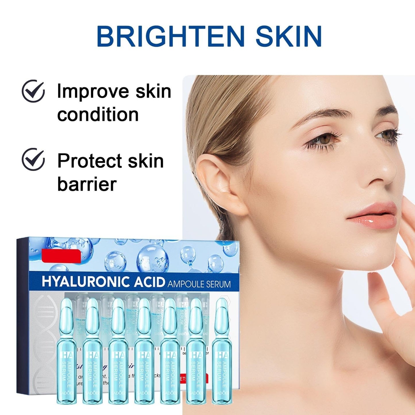 Hyaluronic Acid Concentrated Ampoules For Face Serum,Deeply Moisturize,Hyaluronic Acid Serum For Face,Face Care For A Natural Face Lift,Face Serum For Women & Men -7x2ml Ampoules.