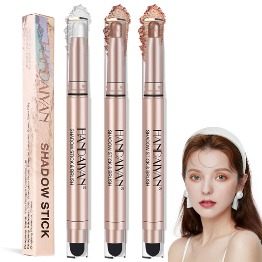 Allony Glitter Eyeshadow Stick, Cream Eyeshadow Stick, Pearlescent Double-Ended Eyeshadow Stick, Highly Pigmented, Smooth and Easy to Apply, Gold Eyeshadow for Golden Eye Makeup-178