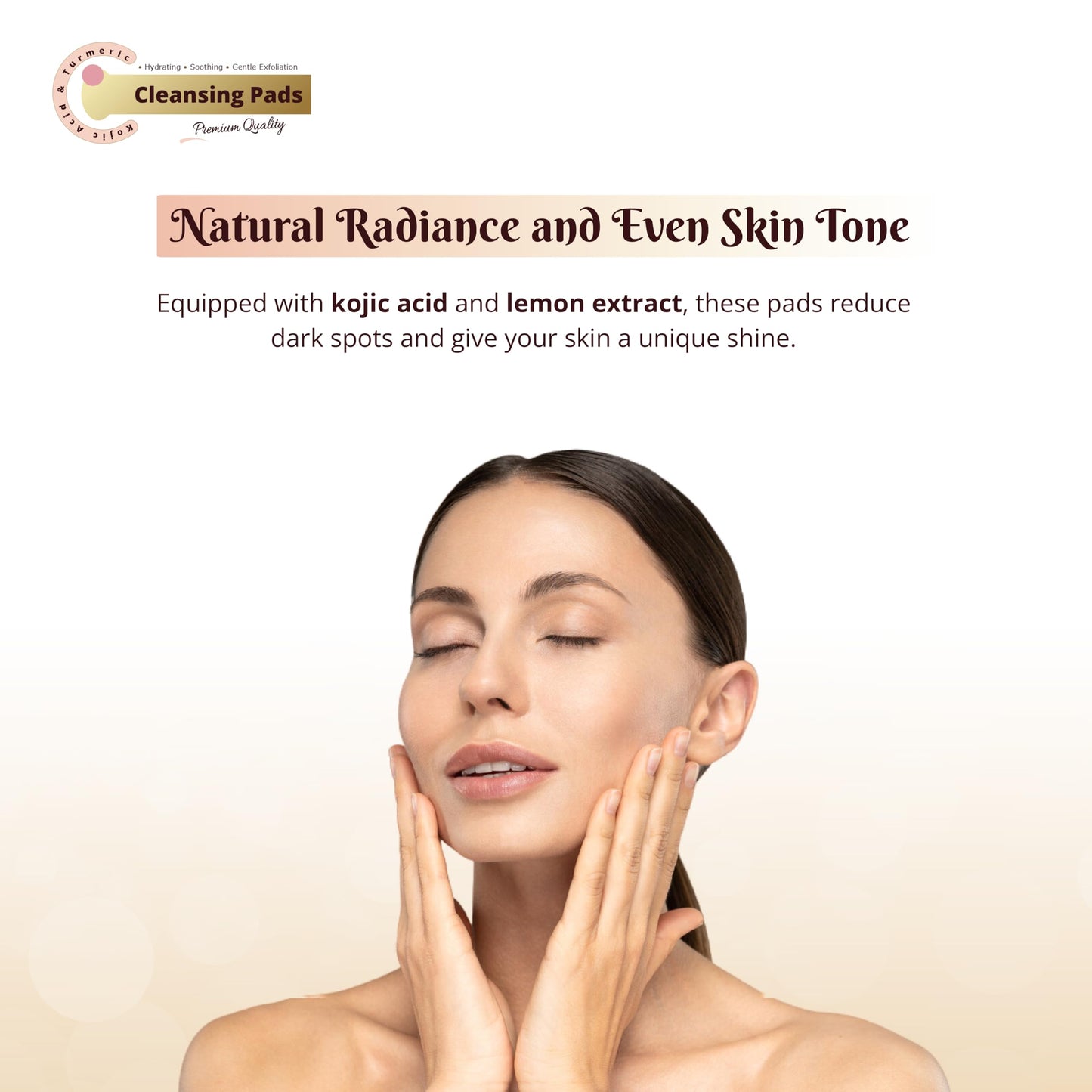 Kojic Acid And Turmeric Cleansing Pads, 55PCS, Turmeric Cleansing Pads for Dark Spots, Dark Spot Remover For Face, Turmeric Face Scrub Pads, Turmeric Kojic Acid Pads, Facial Cleanser for Turmeric Pads