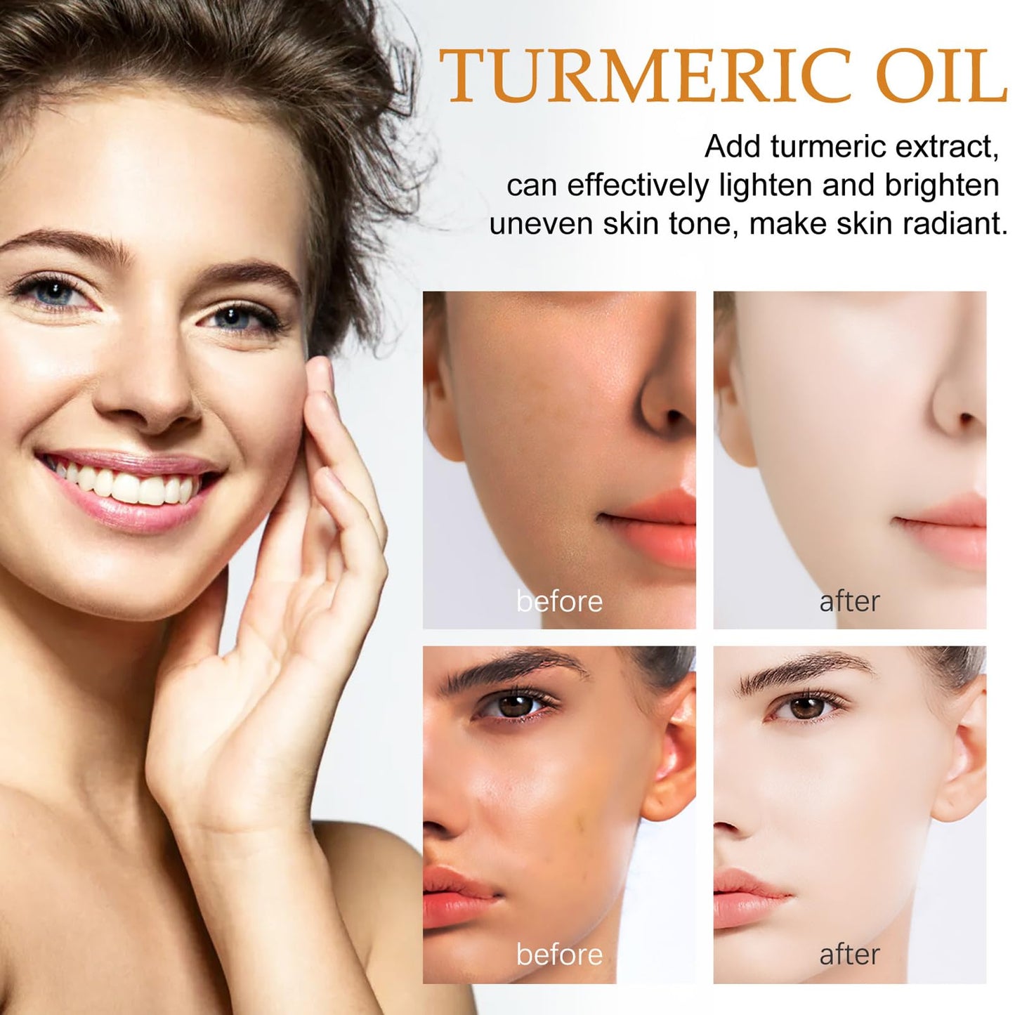 DMQ Turmeric Essential Oil,2PCS Turmeric Serum Dark Spot Removal Serum,Turmeric Skin Oil for Dry Skin,Turmeric Anti Aging Face Serum for Women,Turmeric Oil and Serum,Skin Moisturiser for Body&Face-100ml*2