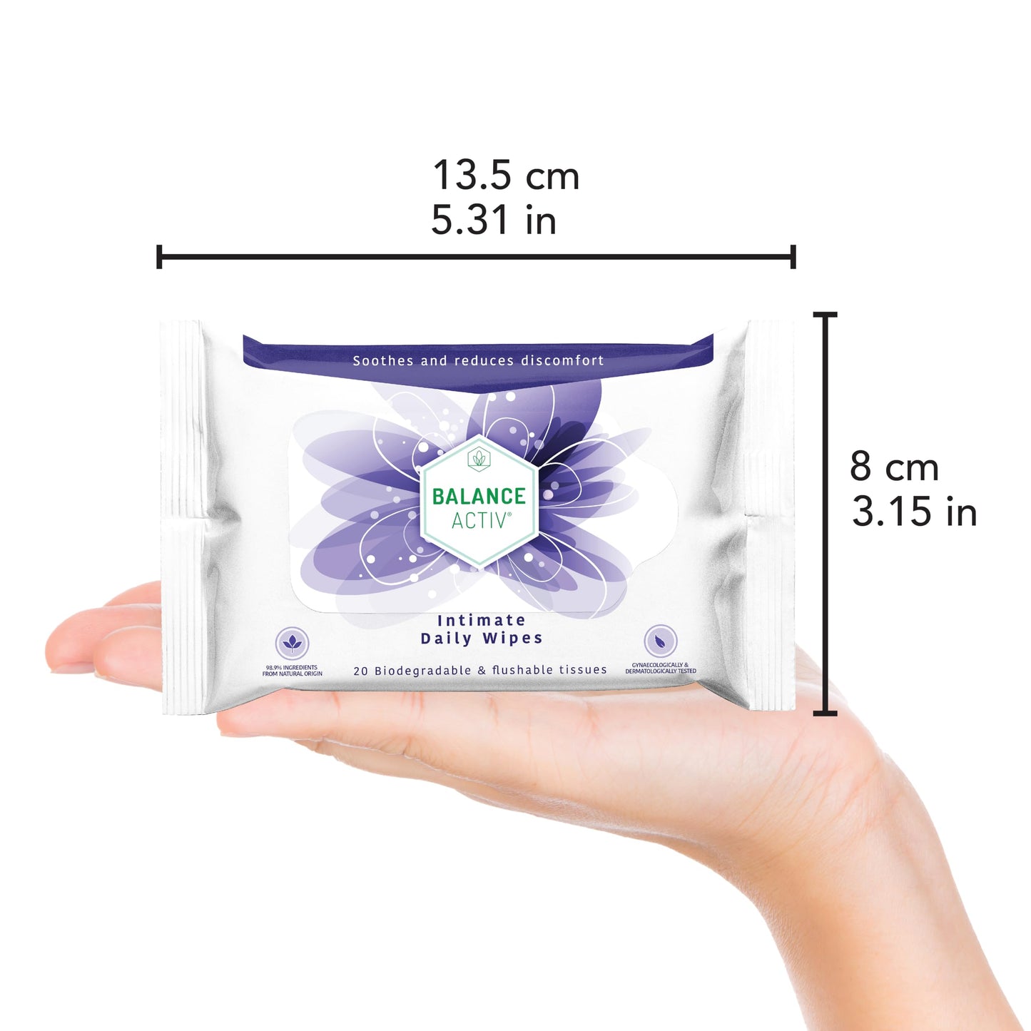Balance Activ Intimate Wipes, Biodegradable, Flushable & pH Balancing, Natural Extracts of Aloe Vera, Mallow & Calendula to Soothe & Reduce Discomfort, 20 Wipes (Pack of 3)