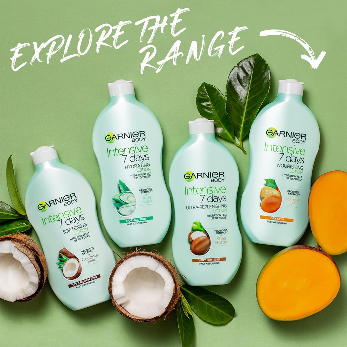 Garnier Intensive 7 Days Shea Butter & Probiotic Extract Body Lotion 400ml, Ultra Replenishing Soothing Moisturiser, Up to 7 Days Hydration, For Very Dry Skin, Fast Absorbing & Non Greasy