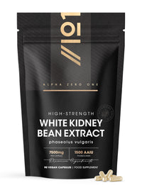ALPHA01 White Kidney Bean Extract 7500mg – High Strength 1,500 AAIU Phaseolamin – 90 Vegan Capsules – Resealable and Recyclable Pouch – 3 Months Supply – by Alpha01