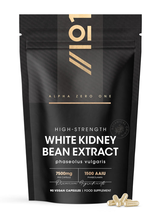 ALPHA01 White Kidney Bean Extract 7500mg – High Strength 1,500 AAIU Phaseolamin – 90 Vegan Capsules – Resealable and Recyclable Pouch – 3 Months Supply – by Alpha01