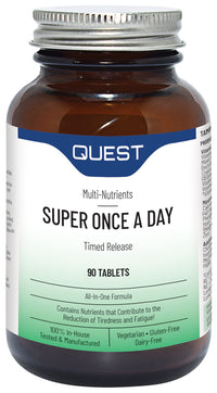Quest Super Once A Day Multivitamin & Minerals Tablets. 17 Vitamins & 12 Minerals with Vitamin A, B, C, D, Iron & Zinc for Men & Women. for Optimal Health, Reduces Fatigue & Immunity. (90 Tablets)