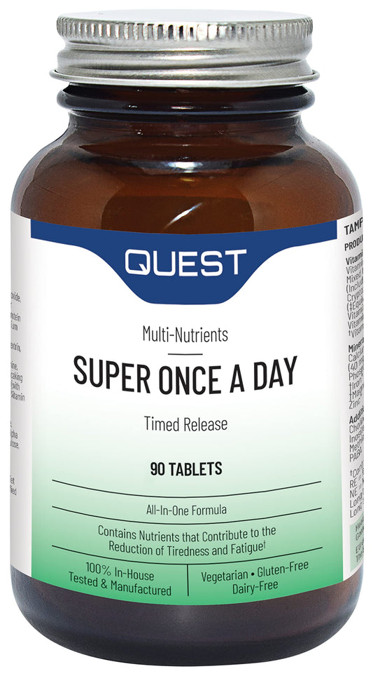 Quest Super Once A Day Multivitamin & Minerals Tablets. 17 Vitamins & 12 Minerals with Vitamin A, B, C, D, Iron & Zinc for Men & Women. for Optimal Health, Reduces Fatigue & Immunity. (90 Tablets)