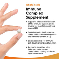 Vitamin D Tablets - Immune Booster Complex - Enriched with Immune System Vitamins C, D, B12, Zinc, Turmeric & Elderberry - Immune Support Made in The UK Immunity Booster by New Leaf 120 Tablets