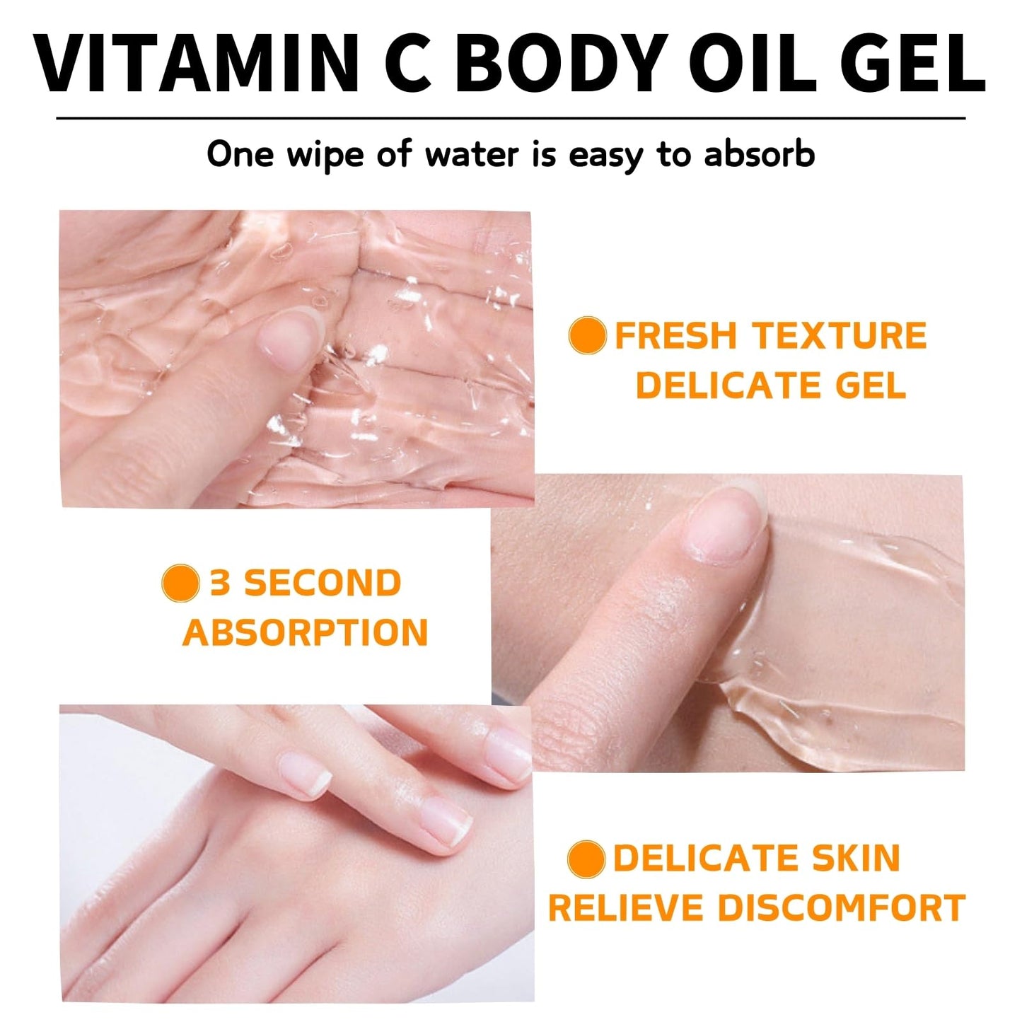Cureluxe Vitamin C Essential Oils for Skin - Vitamin C Body Gel Oil - Brightening & Firiming Body Oil for Women - Deeply Nourishing Body Gel for Dry Skin - Body & Face Oil 200ml