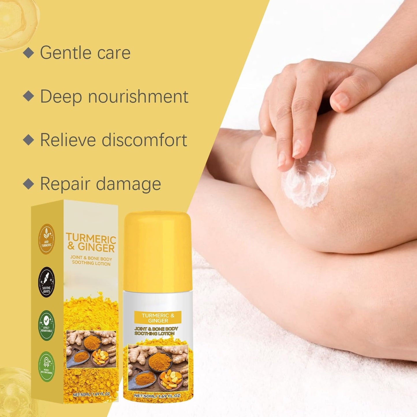 Fashion Base Turmeric & Ginger Relief Cream, Joint & Bone Cream Relief,Ginger Cream, Strong Cream for Neck, Wrist and Knee Massage Cream for Joint Relief