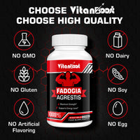 Vitanboost Fadogia Agrestis 1000mg with Ashwagandha & ZINC- Maximum Strength Fadogia Agrestis Extract Supplements - Drive, Athletic Performance & Muscle Mass - Gluten Free, Non-GMO, 120 Softgels