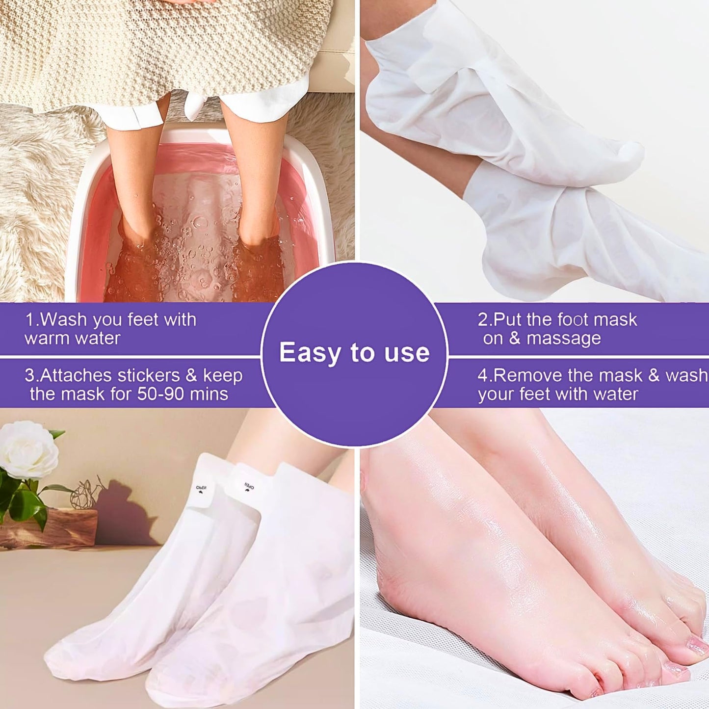 7PCS Foot Peel Mask for Hard Skin & Feet Scrubber & Socks, Exfoliating Foot Peel Mask, Callus Remover for Feet, Foot Moisturiser Socks for Foot Care