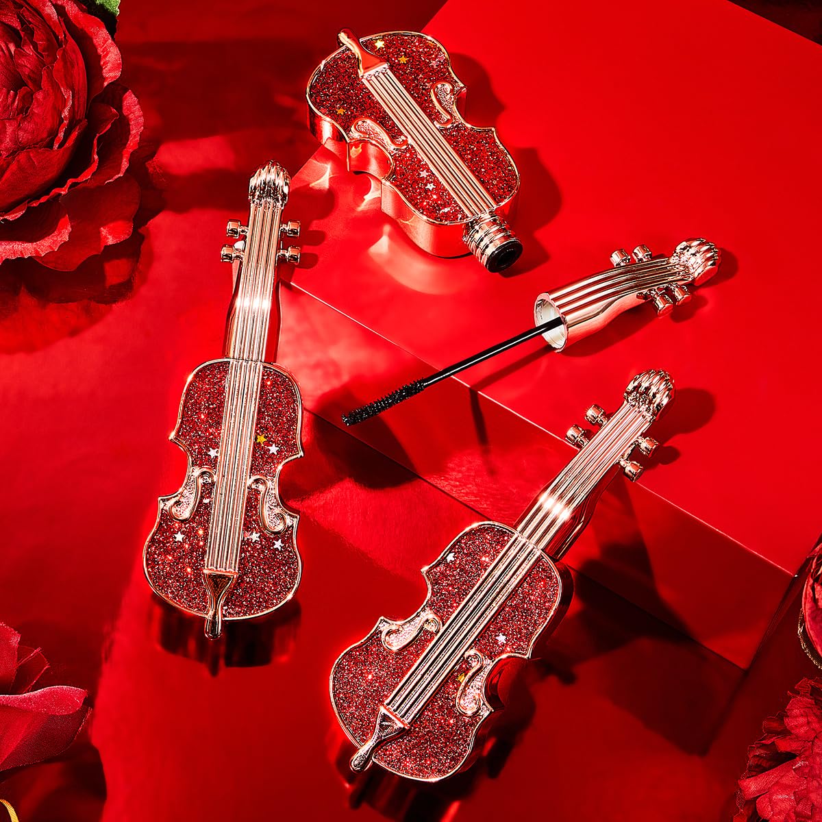 MAYEON Violin-Shaped Design Mascara with Fine Brush, Waterproof Mascara for Short Lashes, Defining, Curling, Volume and Length, No Flaking, No Clumping, Smudge Proof, Black