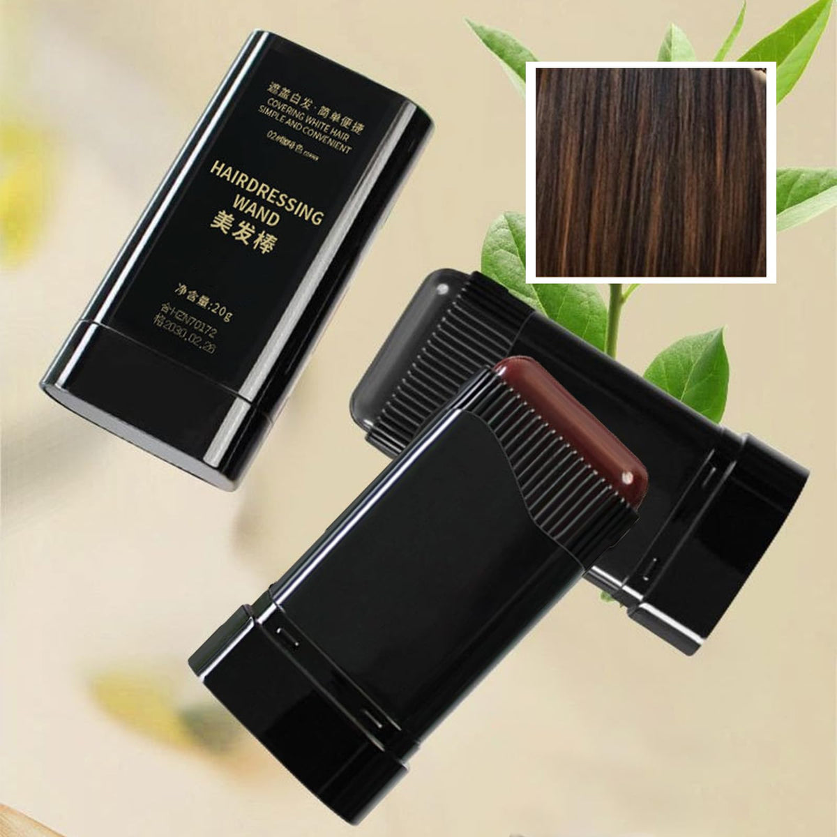 TUHOWEWZ Hair Dye Comb, 2 in 1 Instant Hair Colour Stick, Safe and Convenient Comb Hair Dye, Dark Brown Hair Colour Stick with Applicator, Portable Sweat-Proof Temporary Root Touch Up Dye Hair Cover Up