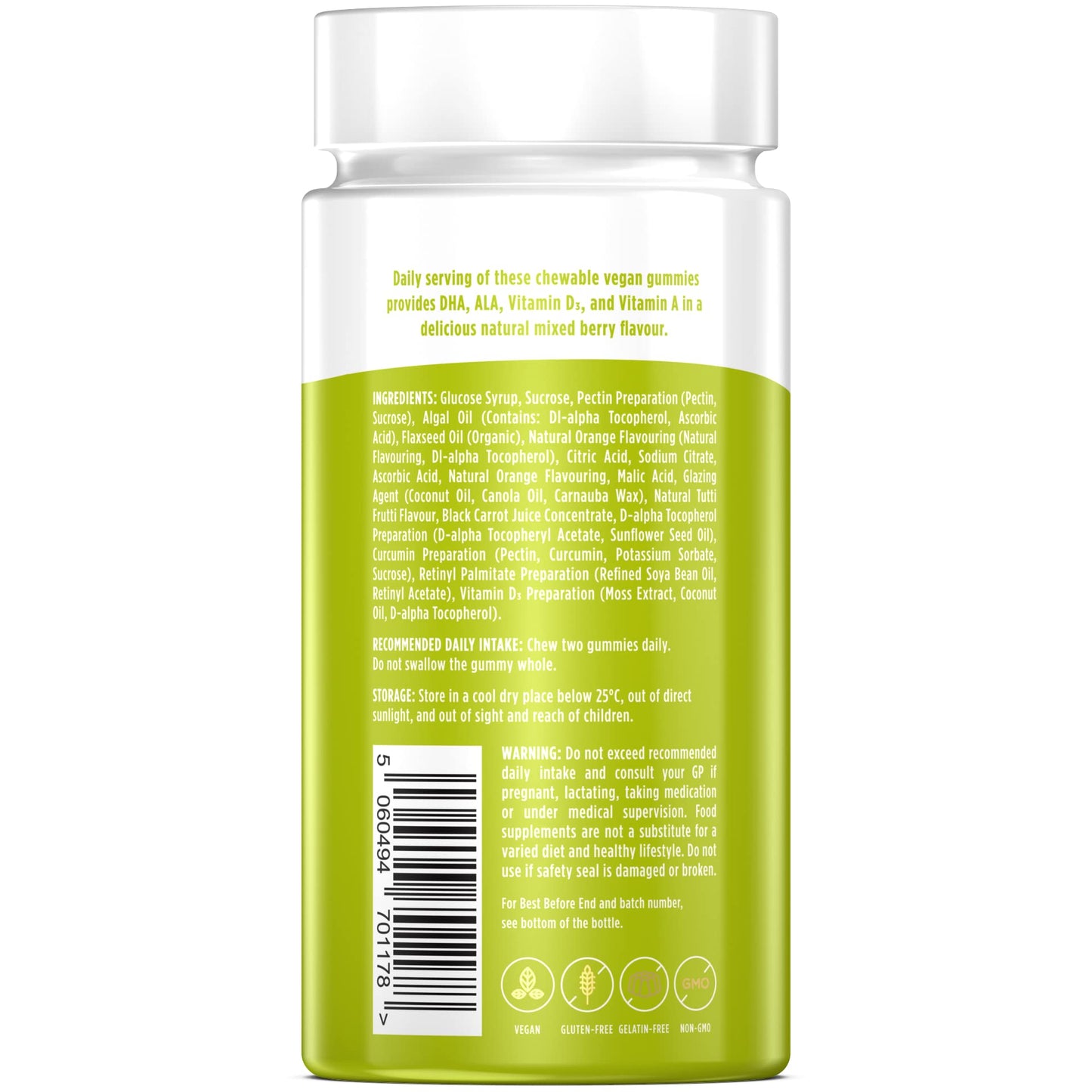 Wellgard Vegan Omega 3 Gummies by Wellgard - Chewable Algae-Derived DHA & ALA, Omega 3 Supplements, Allergen-Free, Natural Flavour, Formulated in UK
