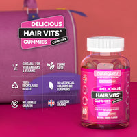 Hair Vitamin Biotin Complex Gummy | Cherry Flavour | 60 Vegan Gummies | Multivitamin Supplement containing Biotin, Vitamin C, Folic Acid and Zinc | Maintain Healthy Hair Growth by NUTRIGUMS®