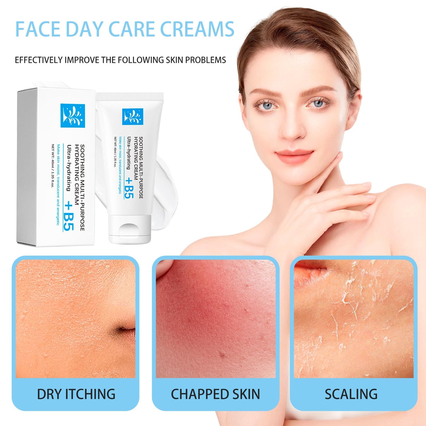 Generic Repair Face Cream, B5 Repairing Balm for Sensitive Skin, Anti Redness and Deep Hydration, Skin Barrier Repair Cream for Dry and Irritated Skin, Soothing Moisturiser for Women and Men (40ml)