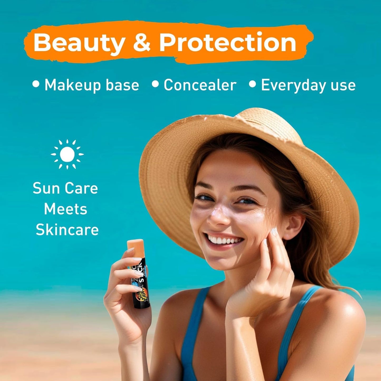 Sun Zapper Light Skin Tone Original Zinc Stick SPF 50 + Zinc Oxide Mineral Sunblock Stick for Face