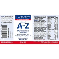 Lamberts A-Z Multi – Daily Multivitamin & Mineral Formula – with 23 Key Nutrients – One-a-Day – 60 Tablets