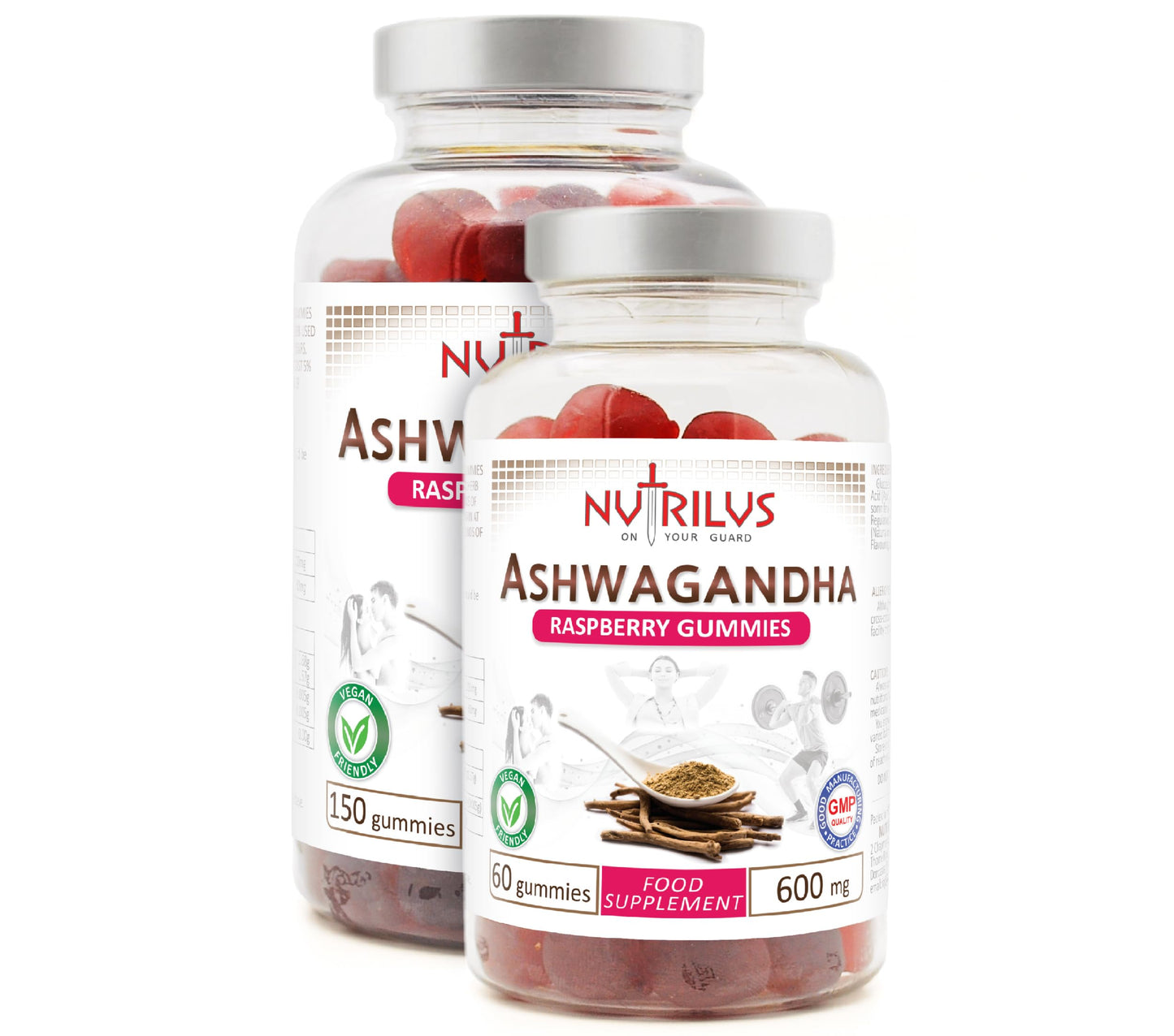 Nutrilus Ashwagandha Root Extract Gummies 600mg – 1200mg per Serving - High Strength – 5% Withanolides – Natural Flavour Vegan Gummy Supplement (150 Gummies)