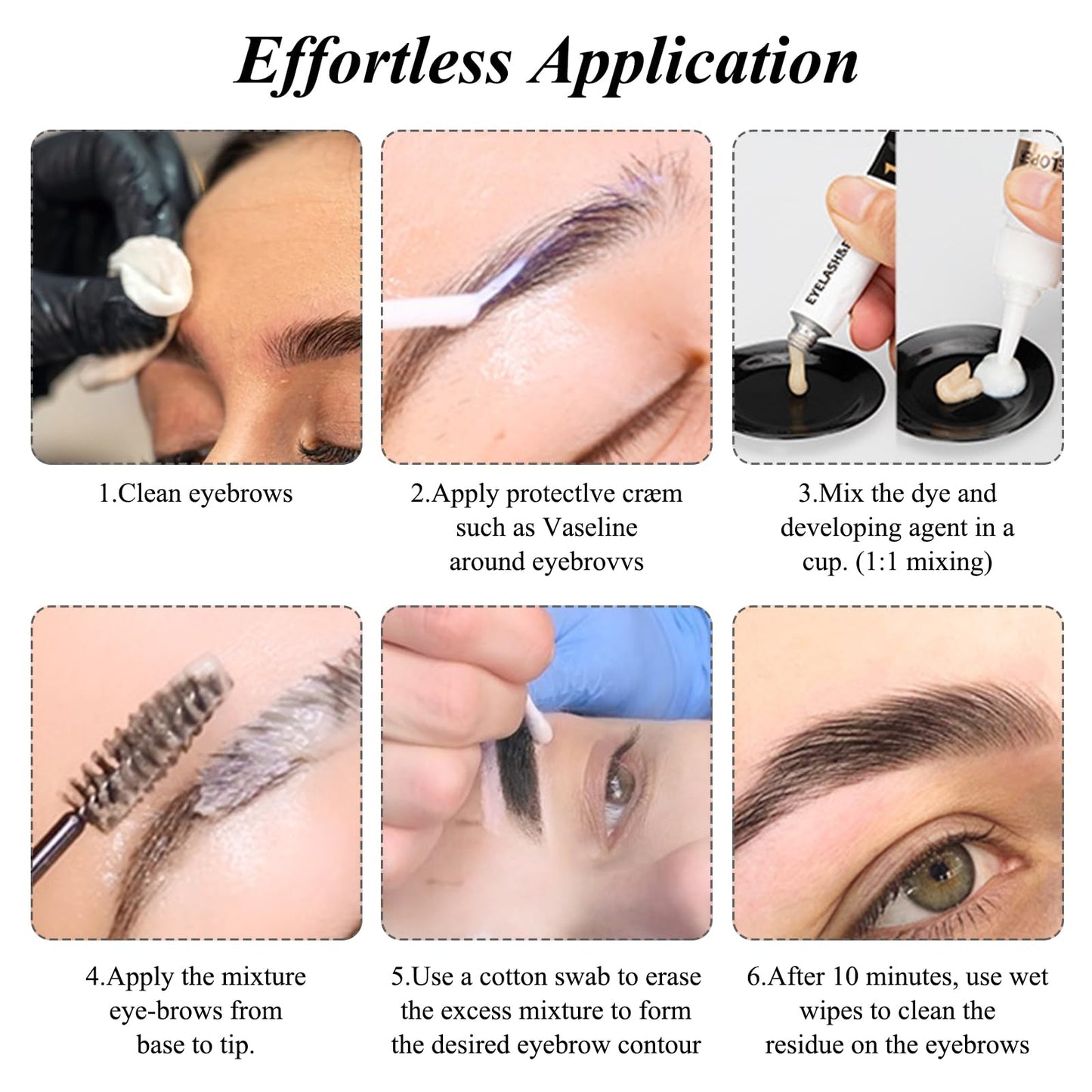 wimony Eyebrow Tint Kit,2-In-1 Eye Brow Tint Kits,Lash Tint Kit,Lasting for 6 Weeks Diy Hair Dying for Salon(7ml Black)