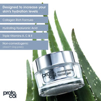 Proto-col - Collagen Gel, Moisturiser for Facial and Skin Hydration, Ultra Light Oil Free Formula for Results in 2 Hours, Made with Hyaluronic Acid, Vitamins A, C and E (50ml)