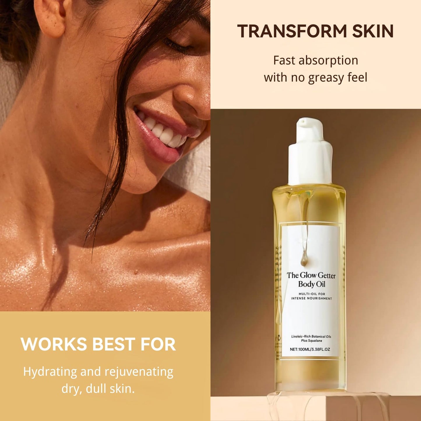 Tongyend The Glow Getter Body Skincare Set, The Glow Getter Whipped Multi-Oil Body Butter & The Glow Getter Body Oil, Body Oil For Women, Multi-Oil For Intense Nourishment & Moisturizing Formula, Firming Cream