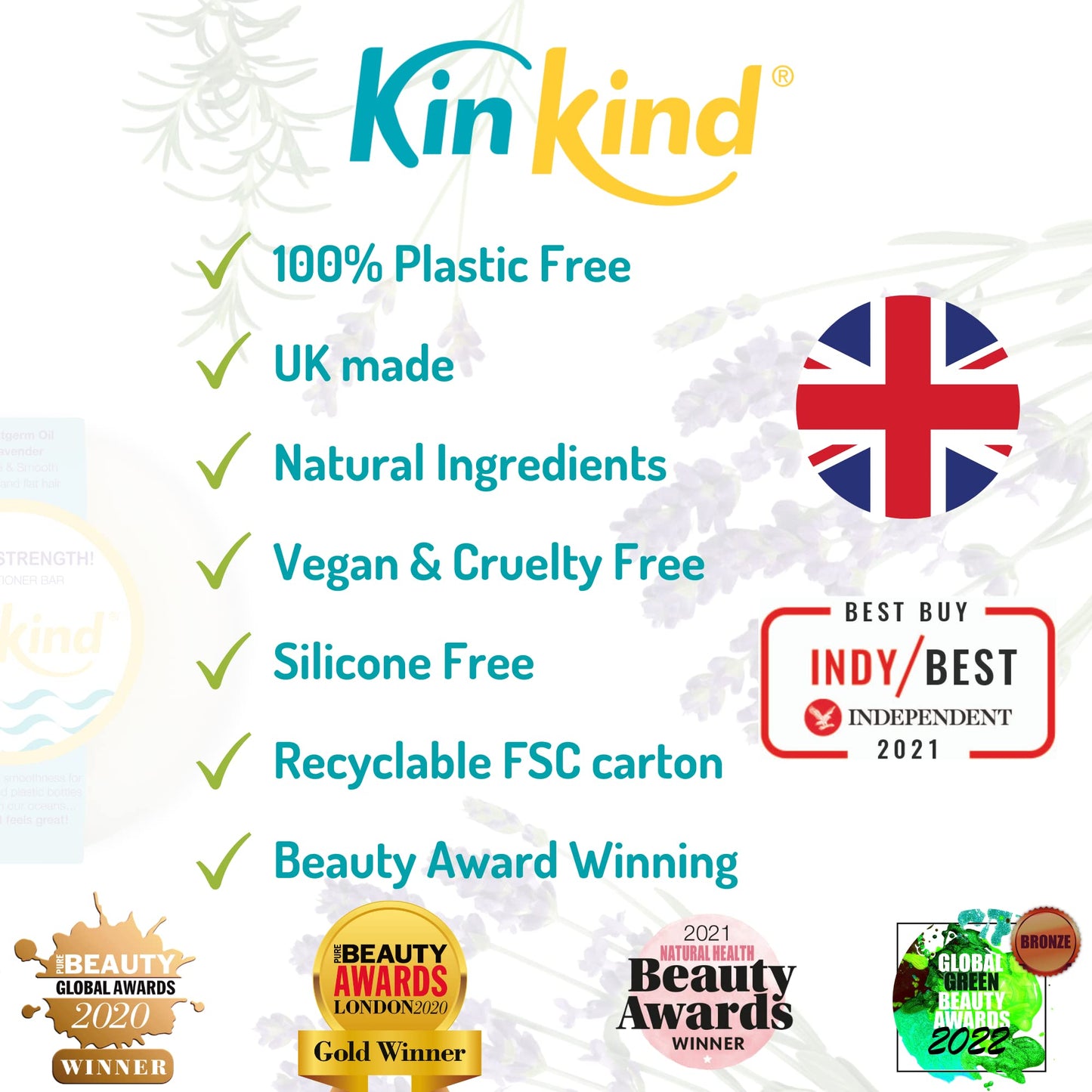 KinKind CLEANSE me! 2 in 1 Shampoo & BodyWash Bar. Soap free Shampoo bar for normal to greasy hair. Ideal for men. Up to 50 washes. Vegan, Cruelty Free, UK made