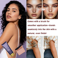 SHEBEEDO Body Coverage Perfector with Brush,Radiant Glow Tattoo Cover Up Makeup,Long-Lasting Waterproof All-Over Complexion Perfector,Leg Makeup to Cover Veins All In One Moisturiser Concealer