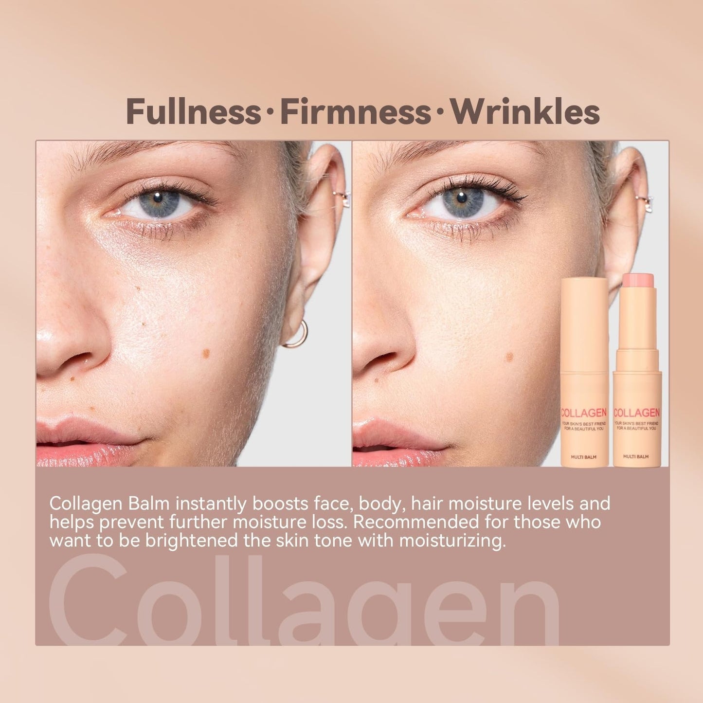 SEMECOMER Triple-Action Pure Collagen Wand: Anti-Wrinkle + Hydrating Balm for Face, Eye, Lip & Neck – Collagen-Boosting Moisturizer to Smooth Fine Lines, Revitalize Skin & Lock in Hydration, 7g