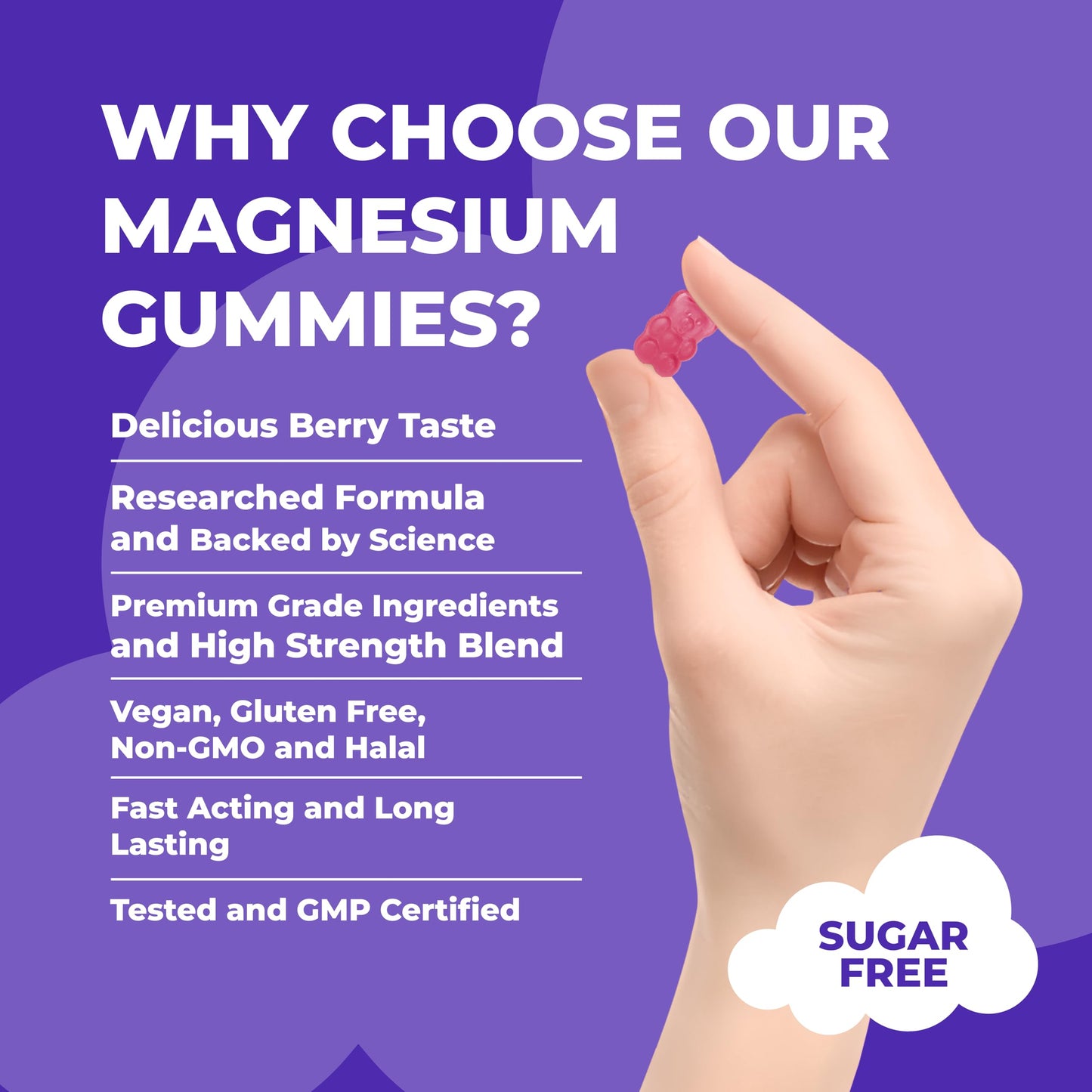 8 Hour Sleepwell 60 Vegan Chewable Magnesium Gummies for Adults -3000mg High Strength - Magnesium Citrate, Zinc & Vitamin D3-330mg Elemental Magnesium for Sleep, Muscle & Bone Support - by 8 HOUR SLEEPWELL