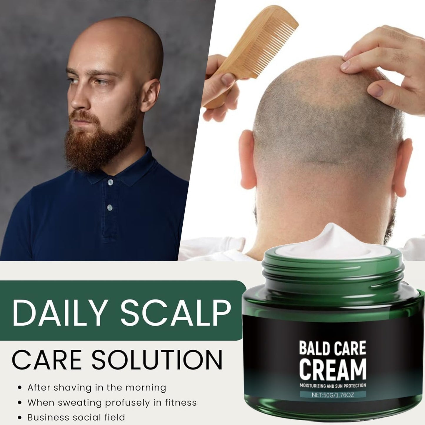50g Bald Cream,Moisturizing Shaving Cream,Bald Head Moisturiser for Men,Bald Scalp Moisturiser,Moisturizing Nourishing and Sc/alp Care for Men,Post Shave Balm M/en,Itchy Scalp Lotion,Scalpbalm