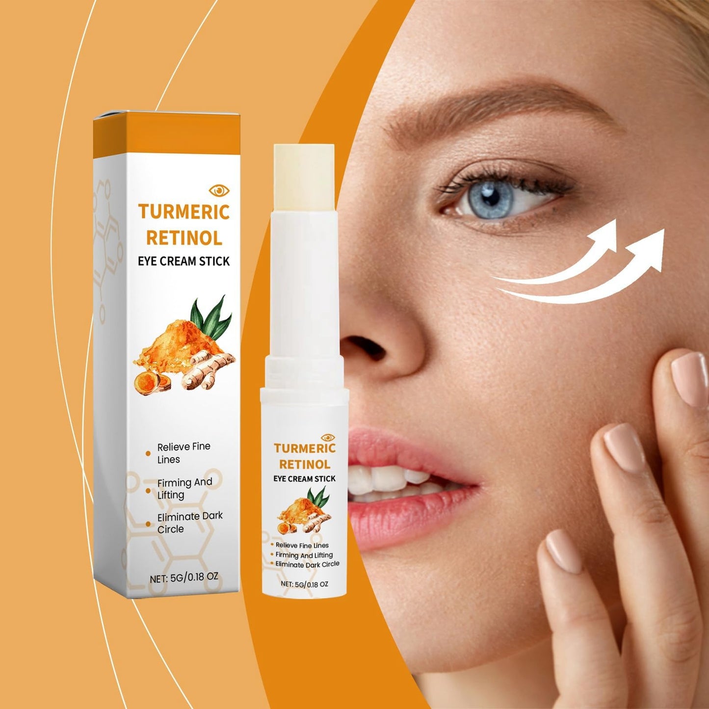 Turmeric Retinol Eye Cream Stick,Eye Cream Stick for Dark Circles and Puffy Eyes,Dark Circle Eye Cream Stick,Anti Wrinkle Eye Cream,Firming Eye Cream Stick,Retinol Eye Cream Stick to Reduce Fine Lines