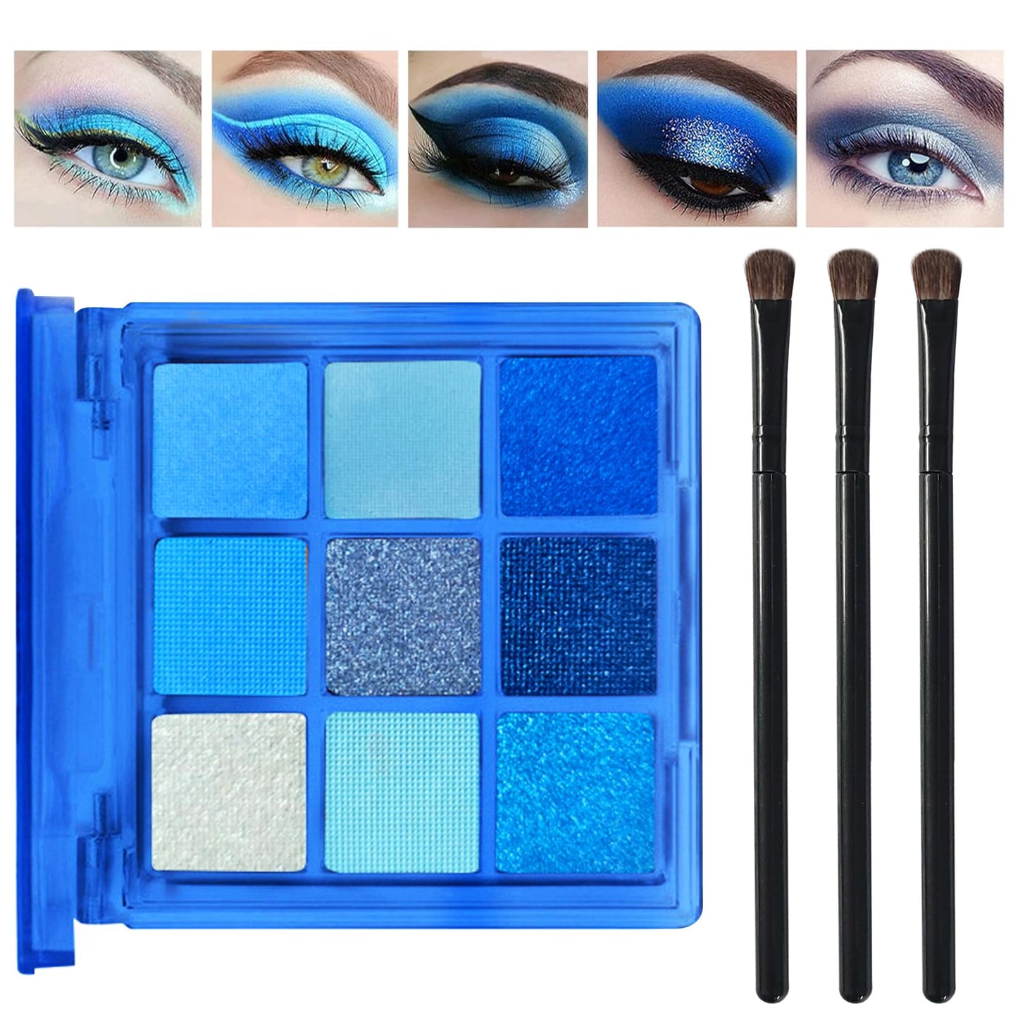 Leogony Blue Eyeshadow Palette, Matte Eye Shadows Pallets Women, Glitter Eye Shadow Palettes for Girl Makeup