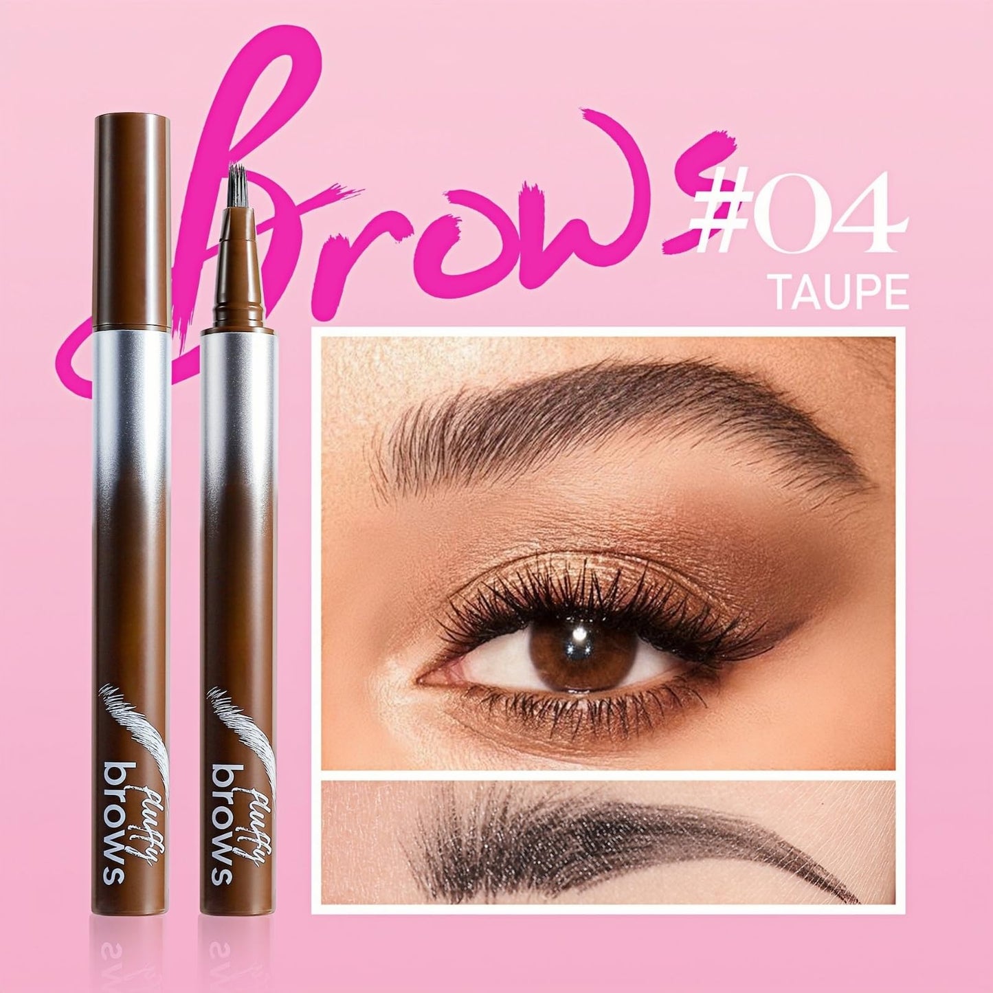 Taupe Eyebrow Pen & Magic Liquid Eyebrow Pen - Brow- Waterproof, Sweat-Resistant, Natural Hair-Like Strokes for Full. Fection Angled Brush Eyebrow Pencil, Flawless Brows – Color 04