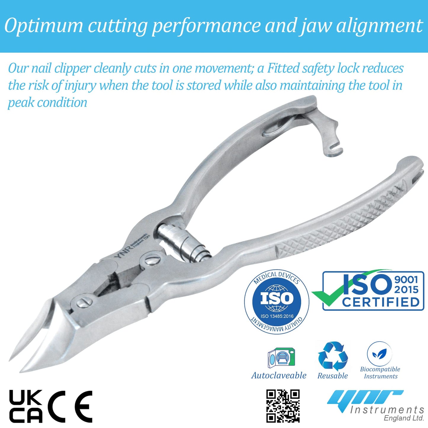 YNR Toenail Clippers by YNR Instruments England Podiatry Tool German Forged 6 inch Cantilever Nail Nippers to Cut Thick Toe Nails - Hospital Grade - 15cm - Barrel Spring