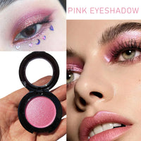 Pink Shimmer Eyeshadow Single Pink Eyeshadow Long-Lasting, Highly Pigmented Eye Shadows Waterproof Fine Powder Single Eye Shadow Palette Eyeshadow Make-Up for Women & Girls
